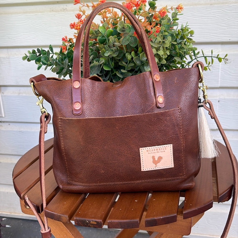 Meanwhile Back On The farm mocha Tuscan mini tote